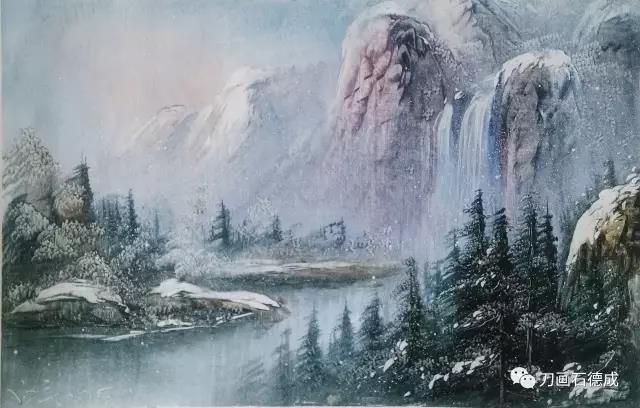 刀画雪景作品